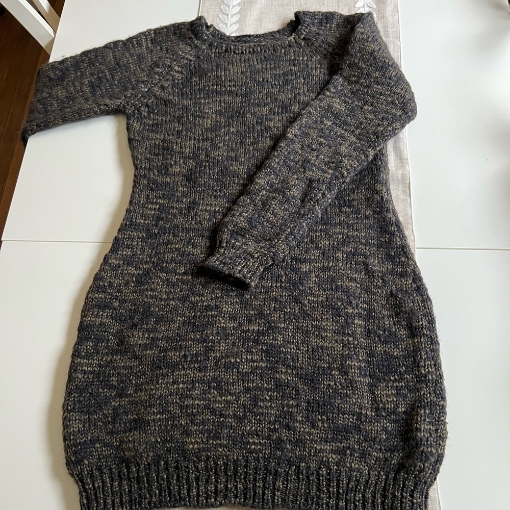 Knit Long Sleeve Sweater Dress in Charcoal Heather